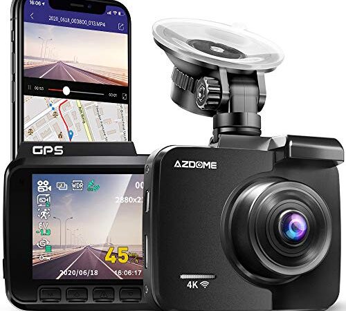 Cámara de Coche 4K 2160P con WIFI y GPS Dashcam Grabadora Ultra HD Dash Cam de Gran Ángulo 170° con G-sensor,Modo de Estacionamiento,Detección de Movimiento,Grabación de Bucle,Súper Visión Nocturna