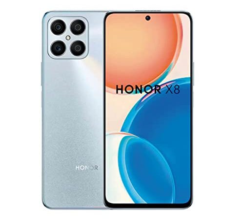 HONOR X8 - Smartphone 128GB, 6GB RAM, Pantalla 6,7", Cámara 64MP+5MP+2MP+2MP, Batería 4000 mAh, Carga rápida 22,5W - Titanium Silver