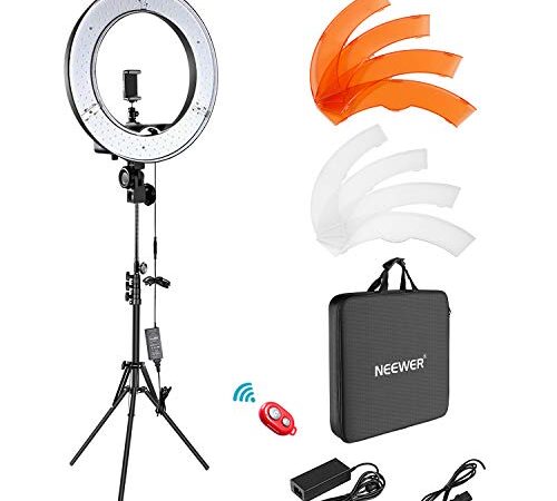 NEEWER Aro de Luz con Trípode: 48cm 55W 5600K Regulable LED Anillo de Luz con Soporte para Móvil, Luz Fotografía Ring Light para Cámara Profesional, Luz Selfie para TikTok/Youtube/Peluquería