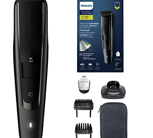 Philips Barbero Serie 5000 BT5515/15 - Recortadora de barba con 40 posiciones de longitud, resistente al agua y cuchillas metálicas autoafilables