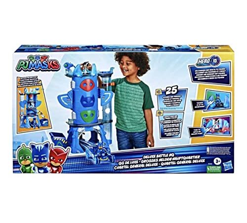 PJ Masks Juguete para niños en Edad Preescolar Deluxe Battle HQ, Set de cuartel General con 2 Figuras de acción y vehículo para niños a Partir de 3 años