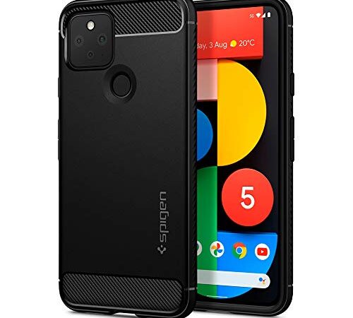 Spigen Funda Rugged Armor Compatible con Google Pixel 5 - Negro Mate