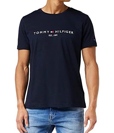 Tommy Hilfiger Logo Tee, Camiseta Hombre, Azul (Sky Captain), L