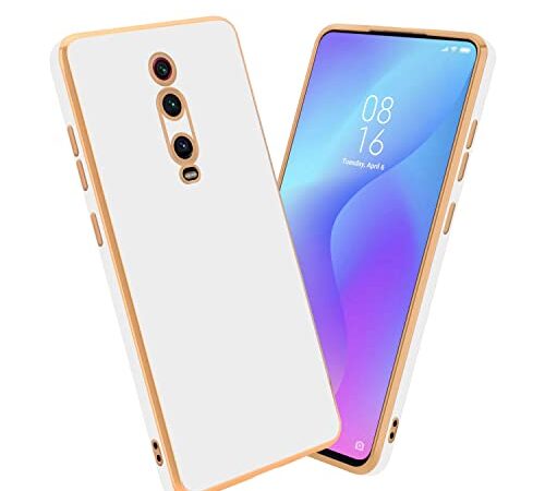 Cadorabo Estuche Compatible con Xiaomi Mi 9T / Mi 9T Pro/RedMi K20 / RedMi K20 Pro en Glossy Blanco - Oro - Funda Protectora Fabricada en Silicona TPU Flexible y con protección de cámara