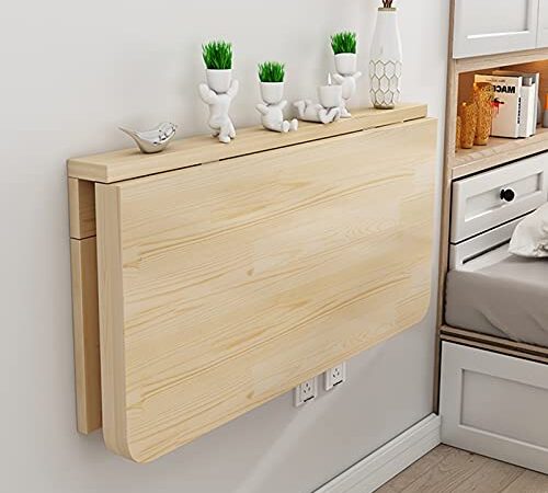 Estaciones de trabajo para computadora Mesa de hojas abatibles montada pared Mesas de comedor plegables portátil flotante, Mesa colgante que ahorra espacio estudio, dormitorio, baño o balcón, Madera