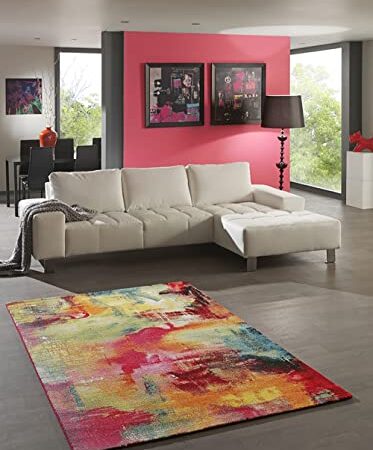the carpet Alfombra Moderna de diseño Moderno para salón, Pelo Corto Suave, llamativa, Multicolor, Abstracto, 160 x 230 cm
