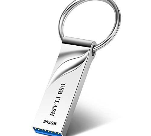 Tuyer Memoria Flash USB 3.0 de 982 GB con Carcasa de Metal Duradera Memoria USB Impermeable con Llavero Portátil Pen Drive Alta Velocidad 982GB