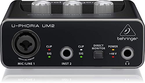 Behringer UM2 Interfaz de audio USB Audiophile 2x2 con preamplificador de micrófono XENYX